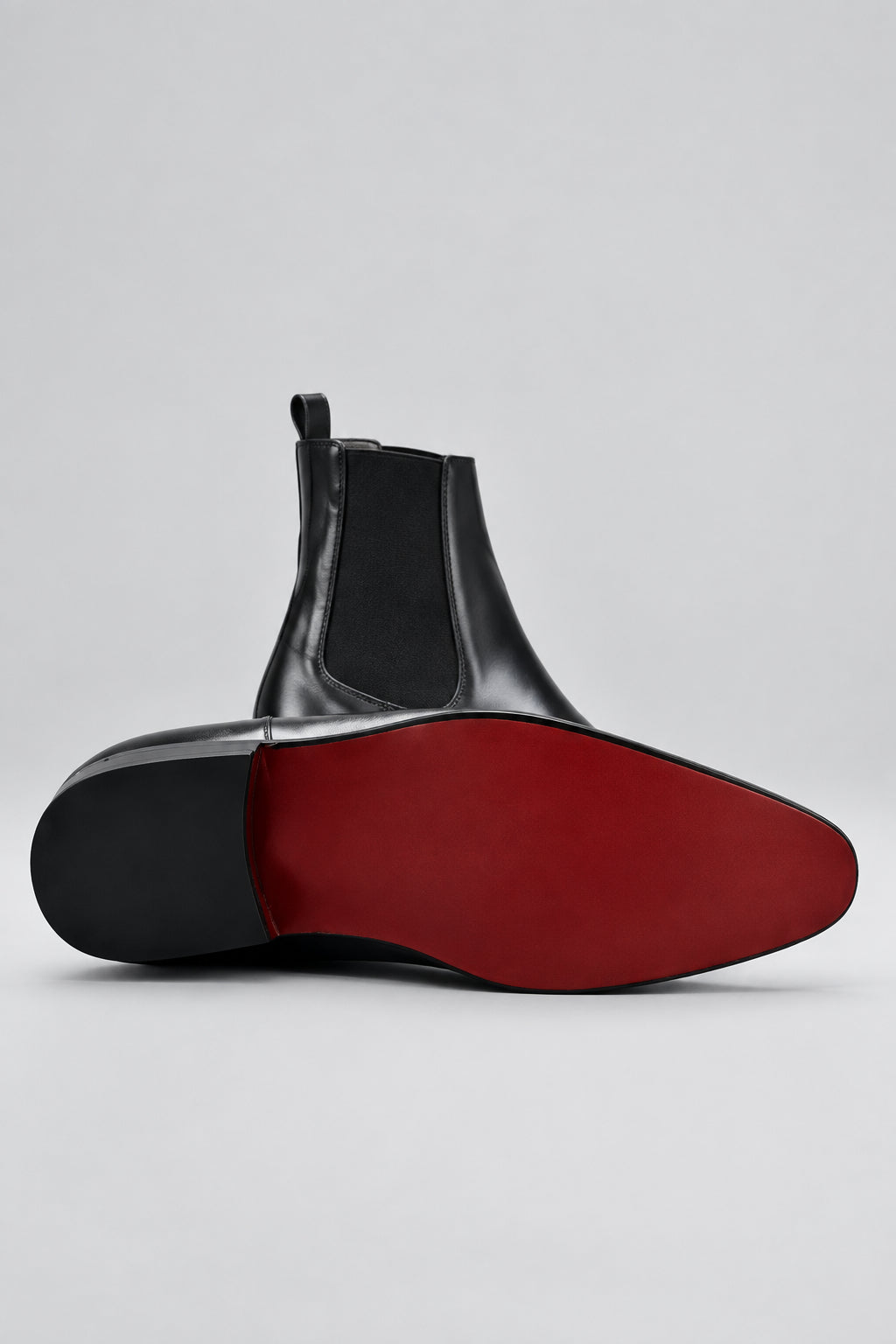 Black Leather Suede Ankle Boots
