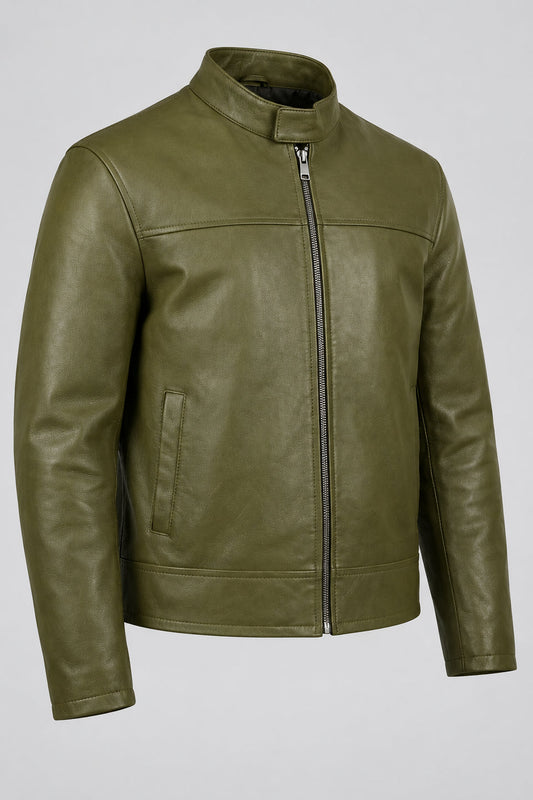 Macky 5 Men's Olive Green Genuine Leather Jacket