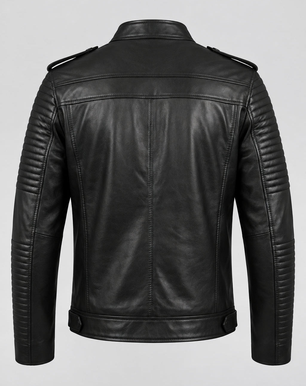 Leo3 Men’s Black Biker Jacket with Quilted Sleeves