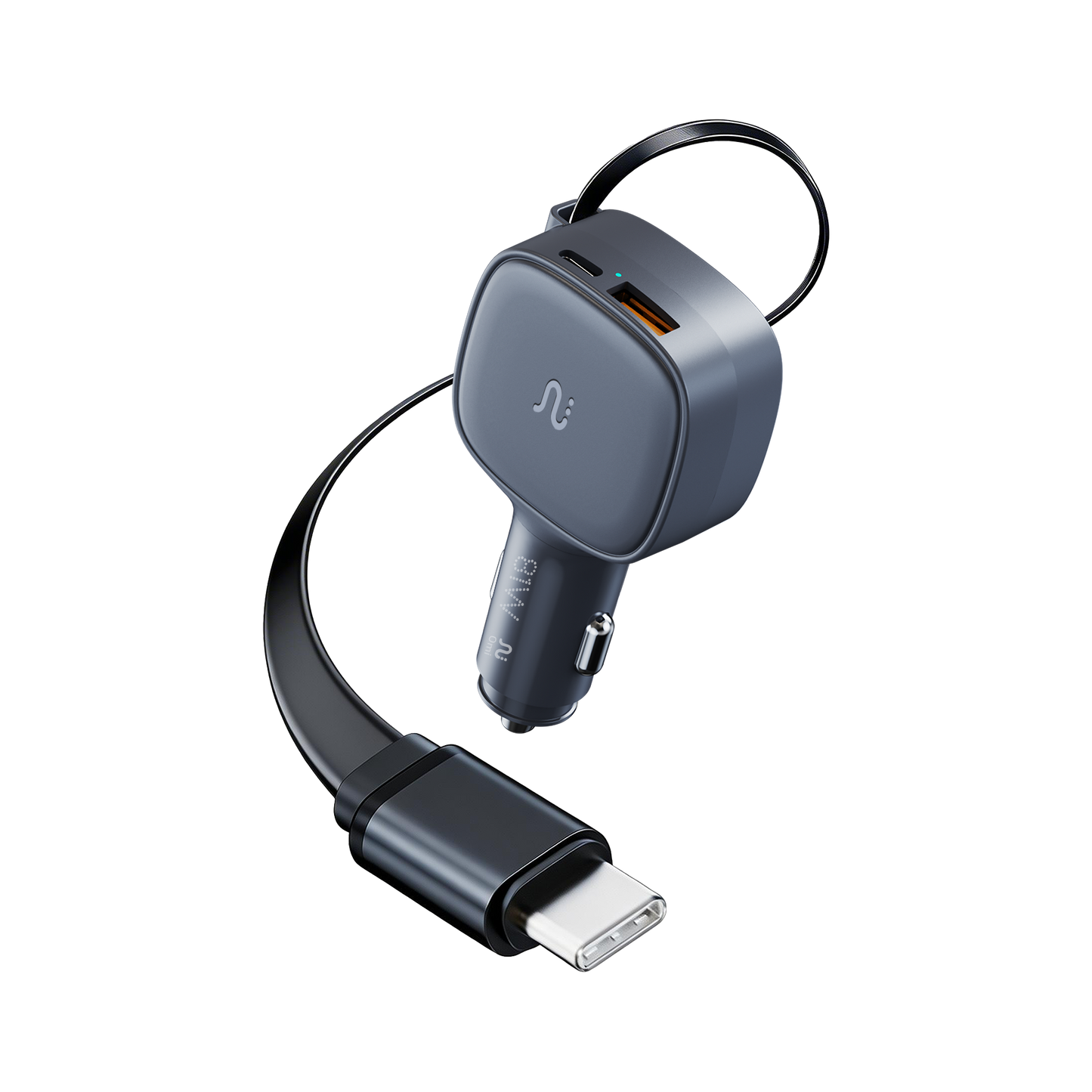 OMI 81W PD Car Charger with Retractable USB-C Cable