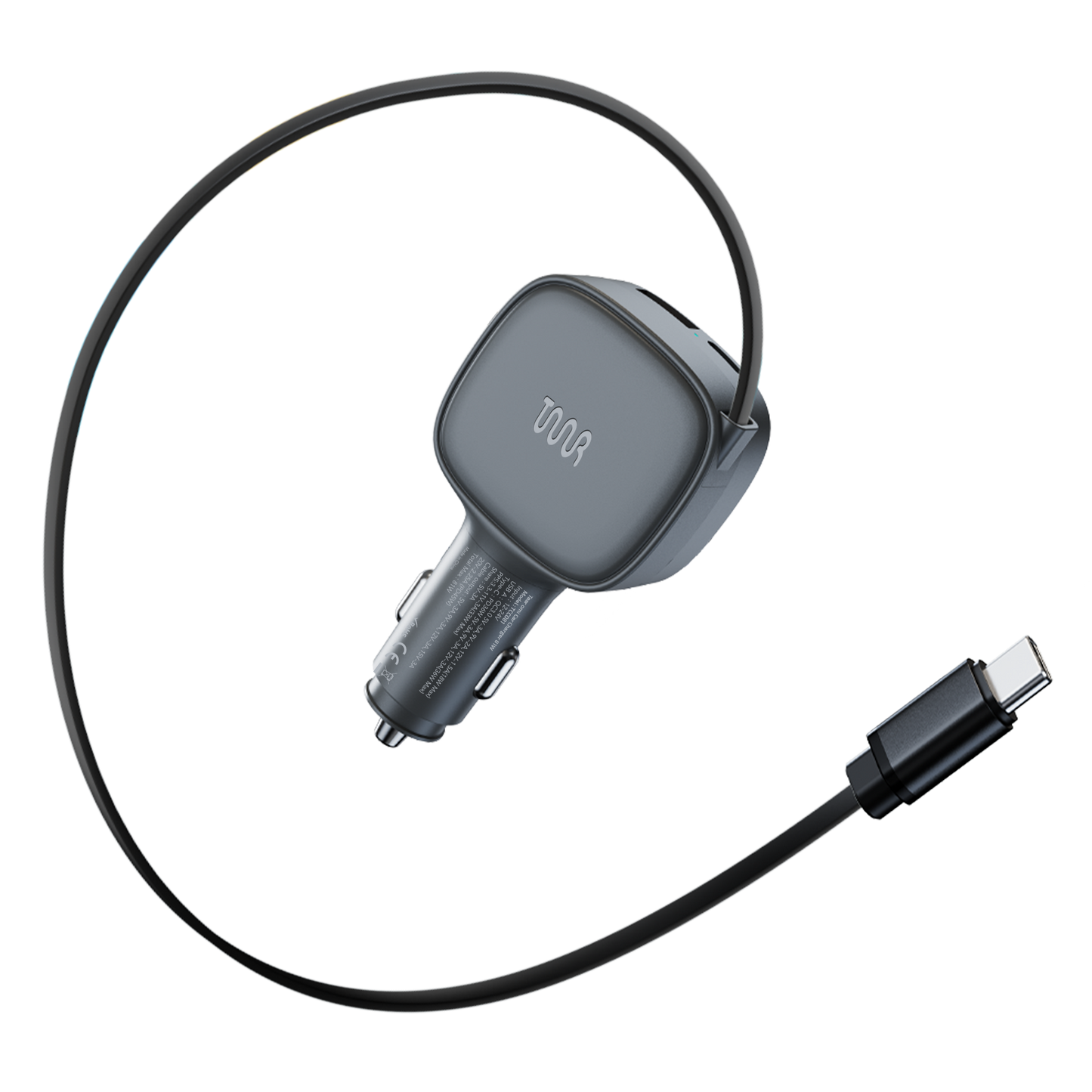 OMI 81W PD Car Charger with Retractable USB-C Cable