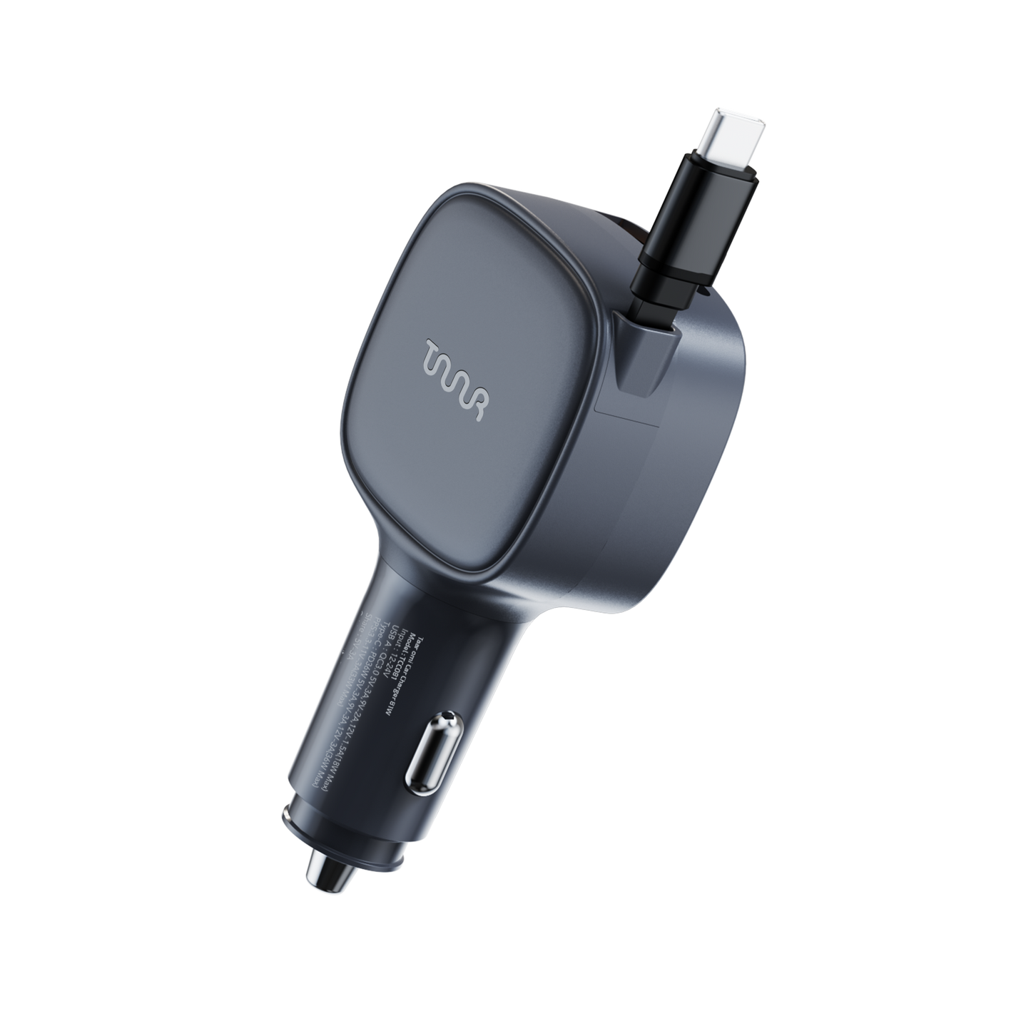 OMI 81W PD Car Charger with Retractable USB-C Cable