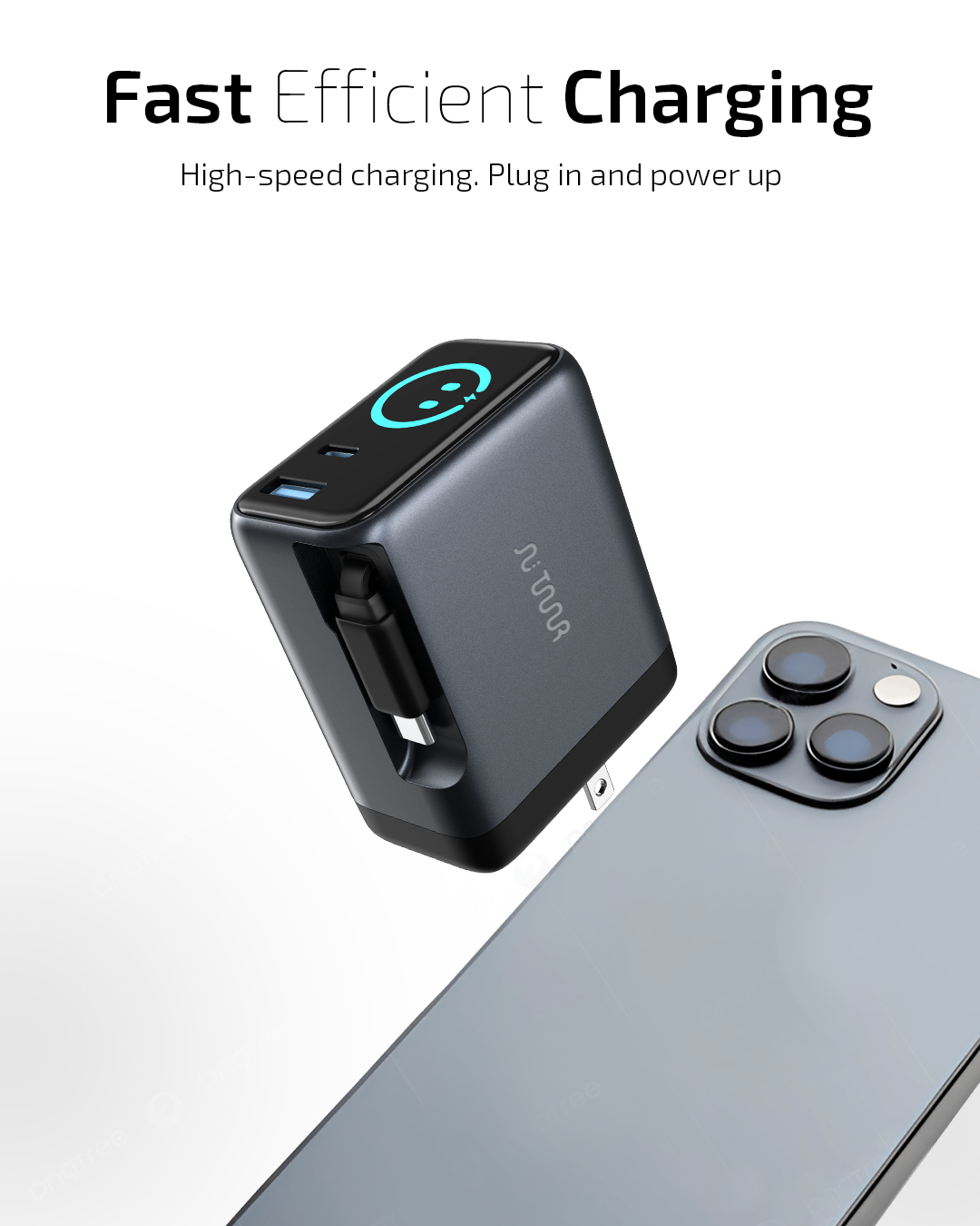 OMI 100W GaN Charger Interactive Display & Retractable USB-C Cable