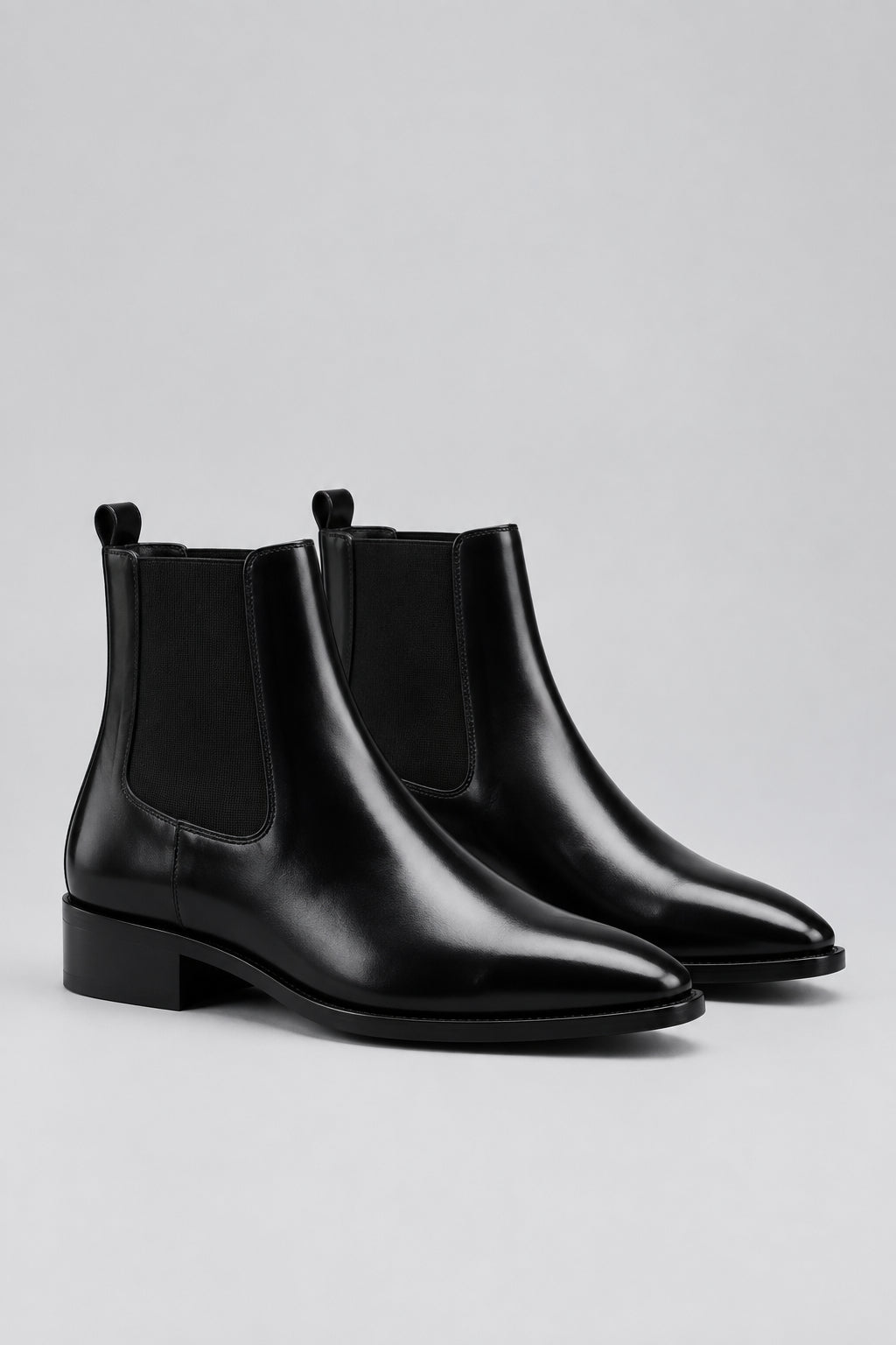 Black Leather Suede Ankle Boots