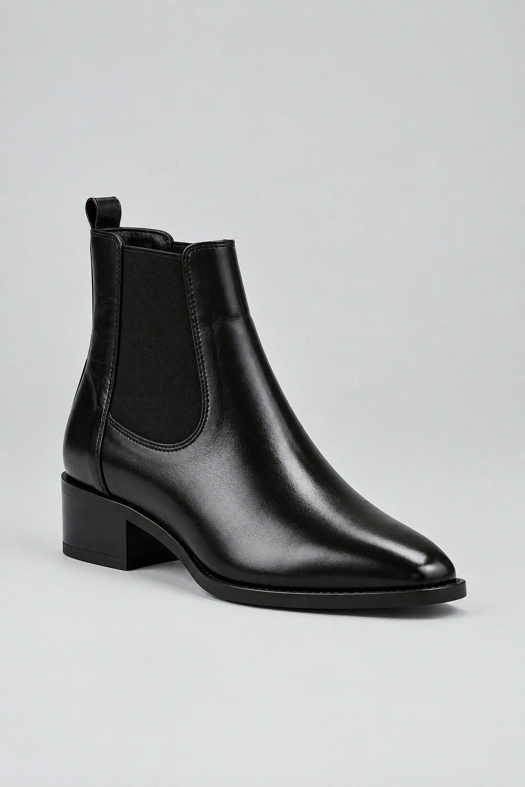 Black Leather Suede Ankle Boots