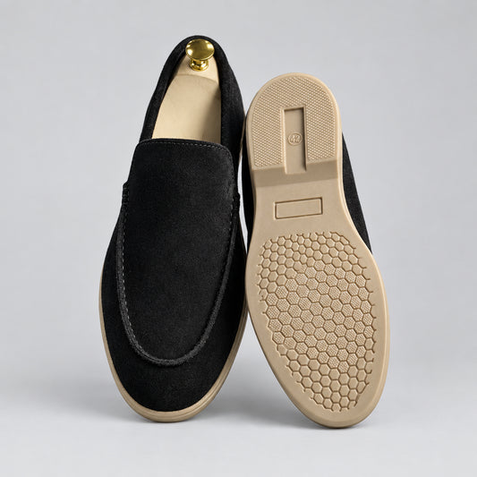 Premium Black Suede Leather Casual Loafers with Rubber Sole