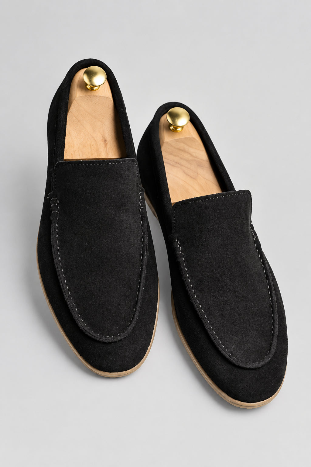 Premium Black Suede Leather Casual Loafers with Rubber Sole