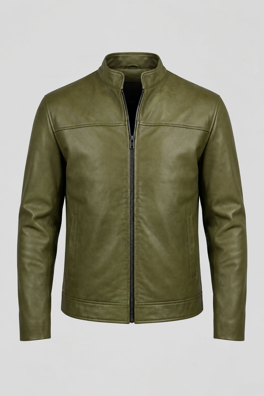 Macky 5  Men's Olive Green Genuine Leather Jacket