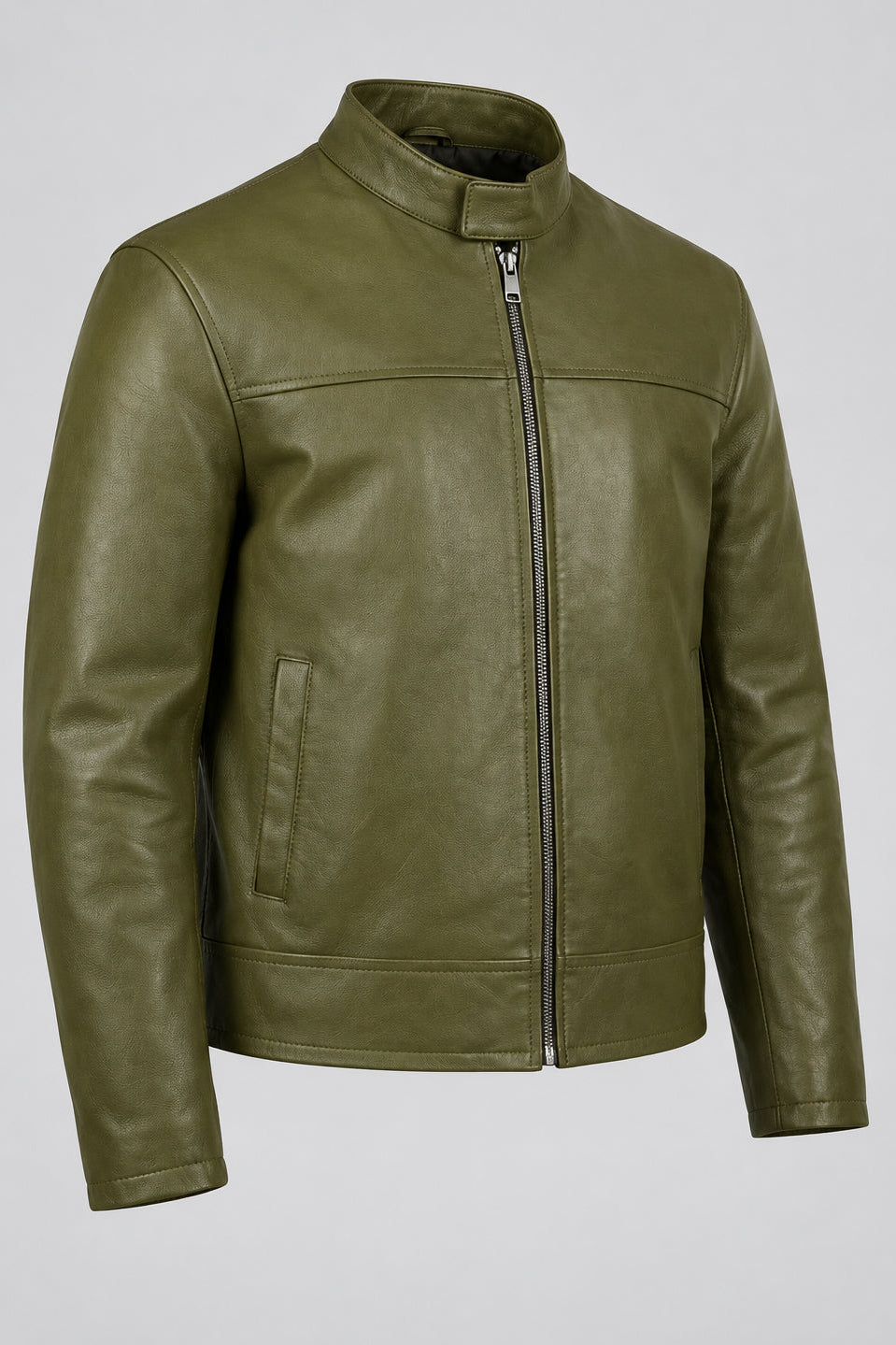 Macky 5  Men's Olive Green Genuine Leather Jacket