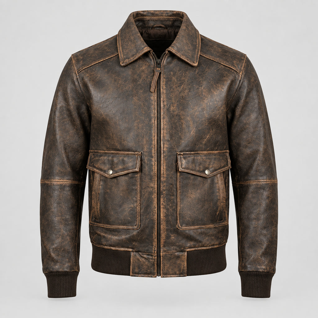 Premium Hand-Finished Vintage Rub-Off Leather Jacket